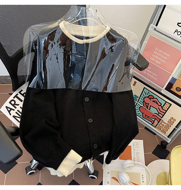 Whyessa - Effen vest met ronde hals en contrasterende bies