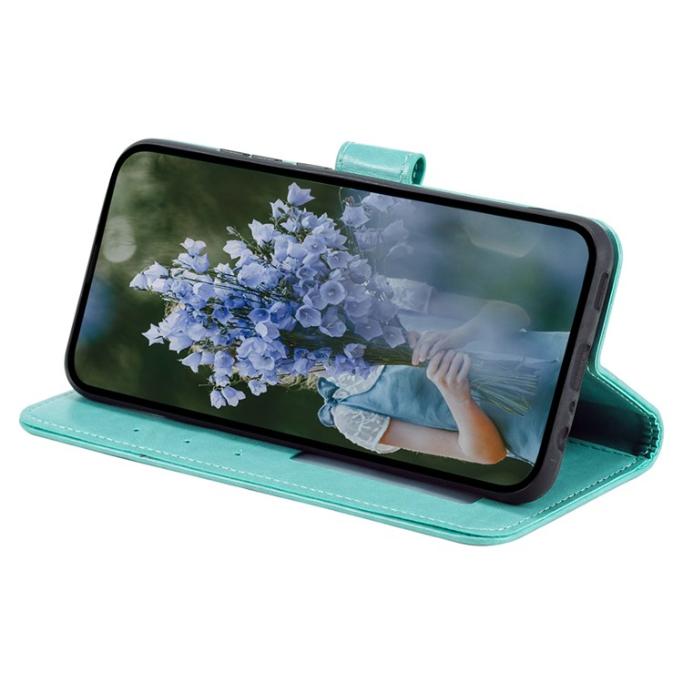 Samsung Galaxy A36 Leder Tasche Wallet - Mandala Flowers Imprint - Grün