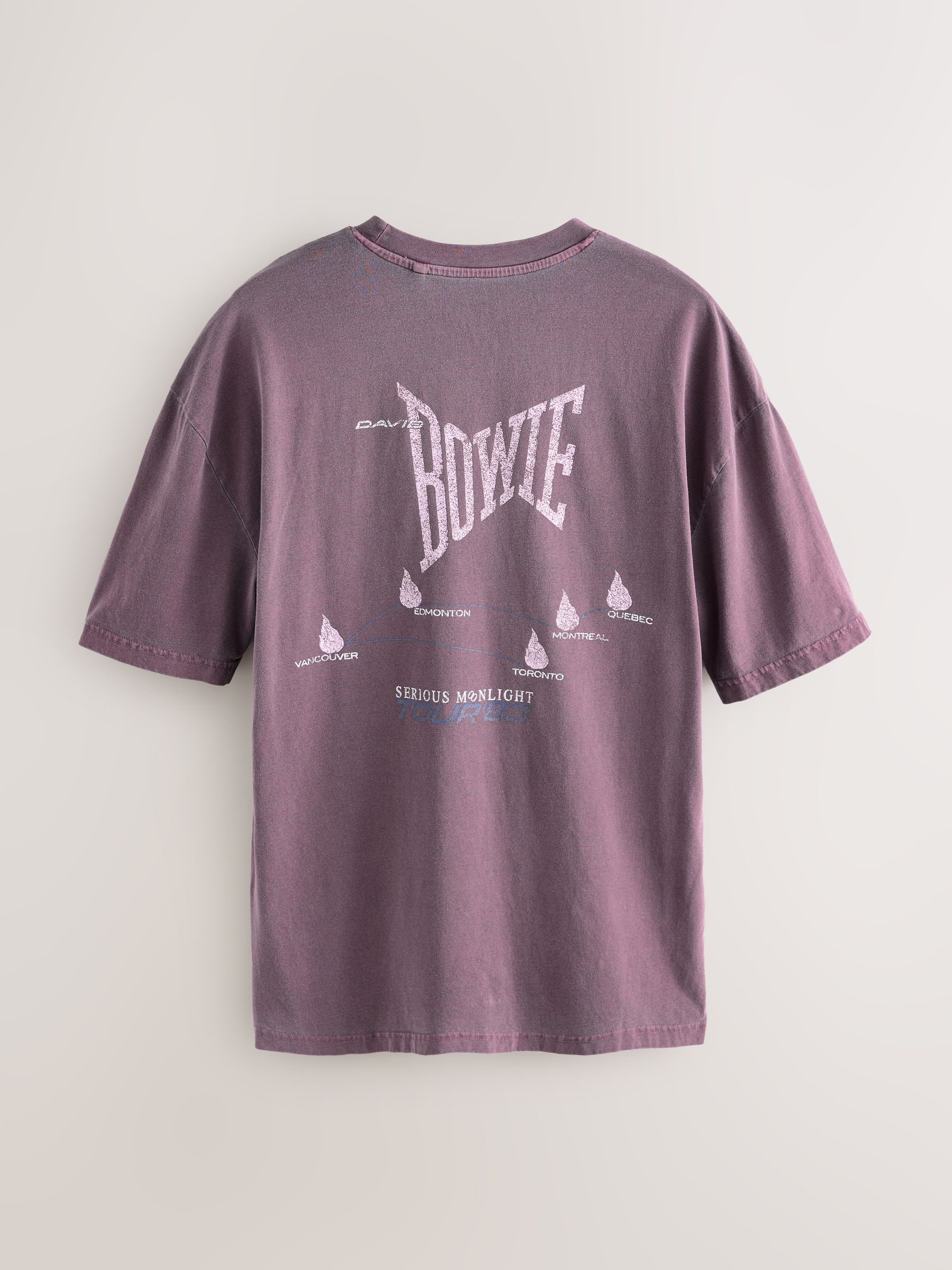 Paarse David Bowie - Normale Pasvorm - T-shirt met bandopdruk
