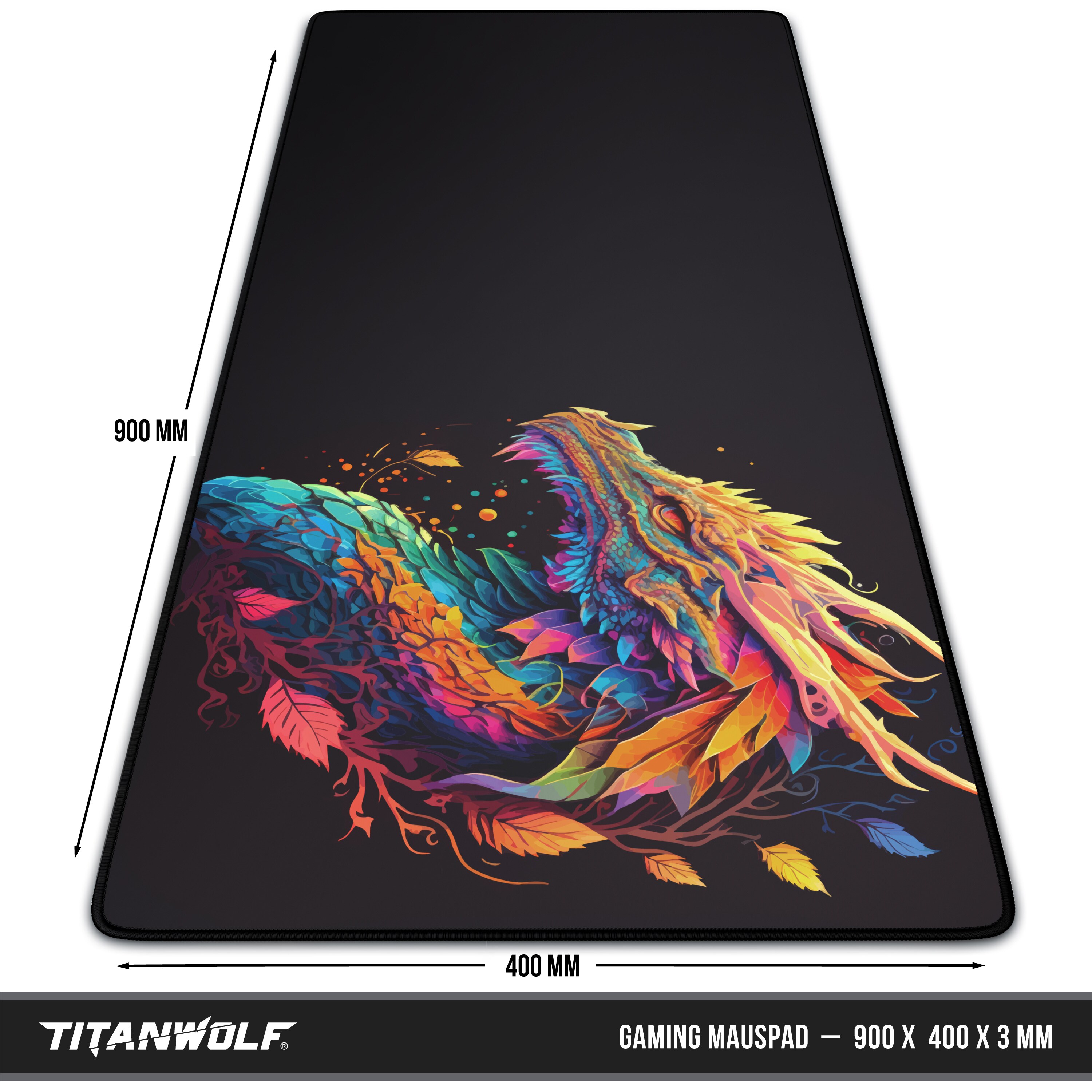 Titanwolf XXL Speed Gaming Mauspad Titanwolf Schwarz 900 x 400mm, XXL Mousepad, Tischunterlage Large Size, verbessert Präzision und Geschwindigkeit