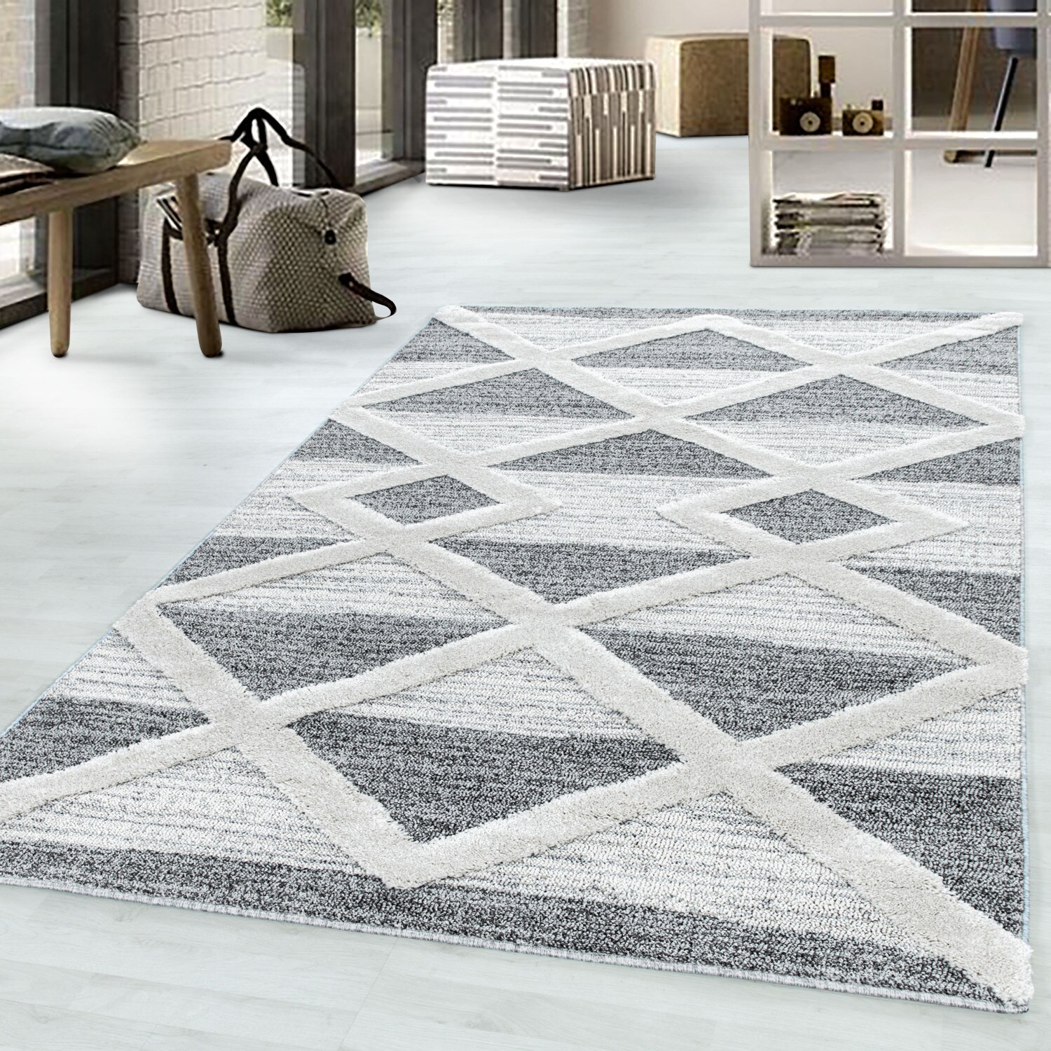 Modern Designer Elegante Teppich, Hoch-Tief Effekt 3D Boho Teppich, Pflegeleicht