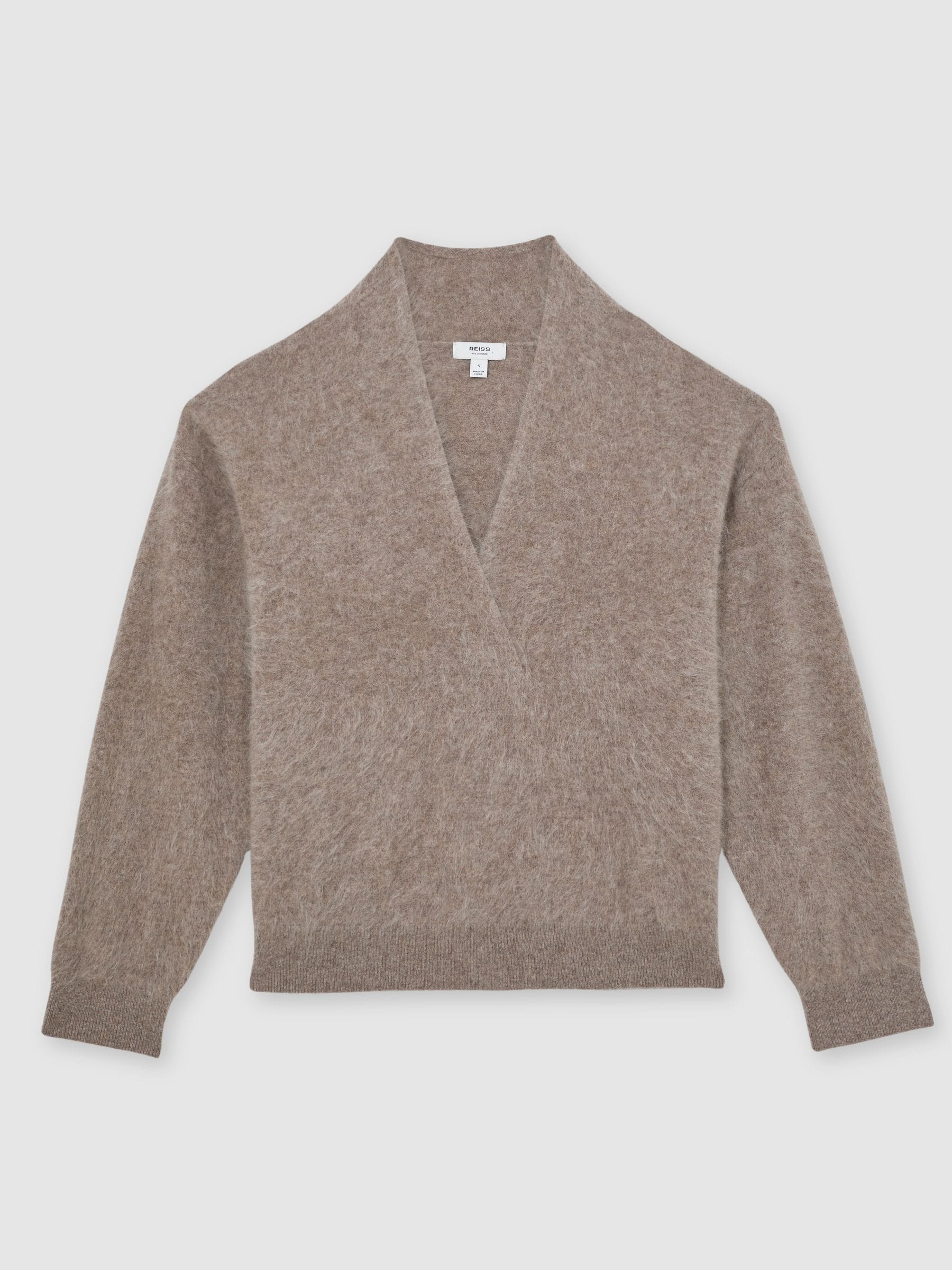 Reiss Milo 100% geborstelde kasjmier sjaalkraagtrui