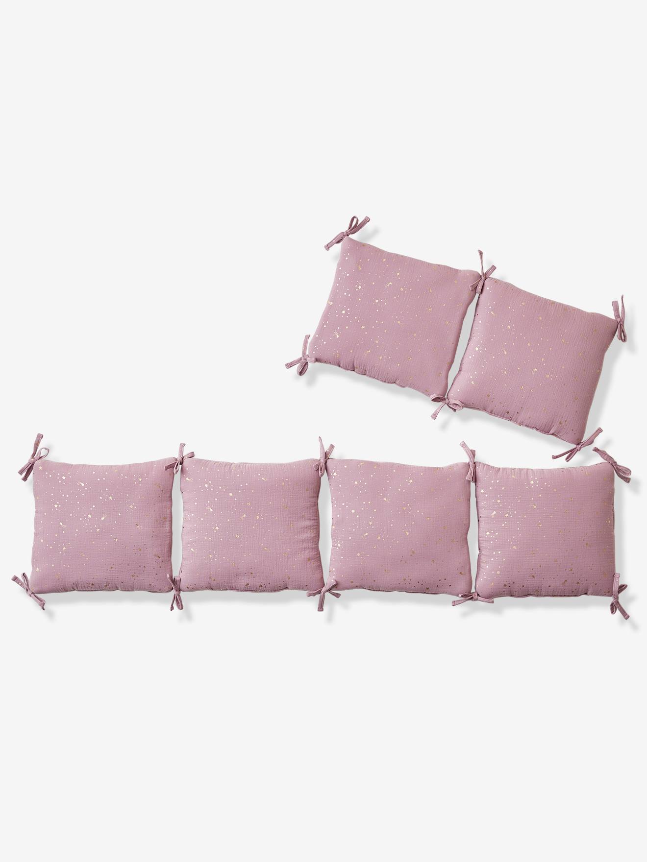 Protetor de berço modular em gaze de algodão orgânico / protetor de cercado* Estampa de pipa rosa claro