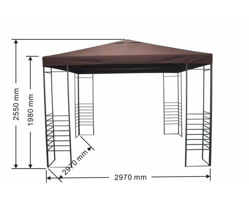Paviljoenontwerp, 3x3x2,55 m, polyester, roodbruin