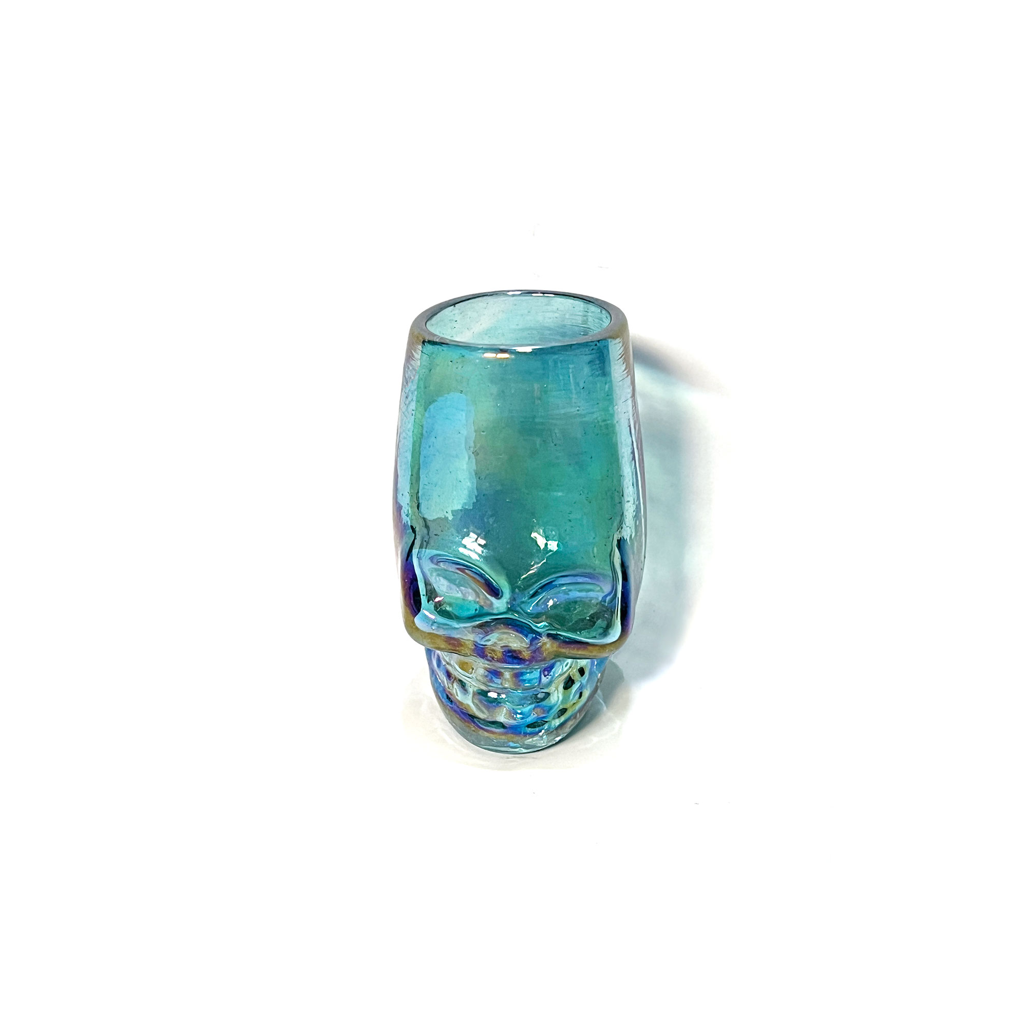 Schnapsglas 'Skull' blau, mundgeblasen, H 9 cm, B 4 cm, L 5 cm zu 11,00