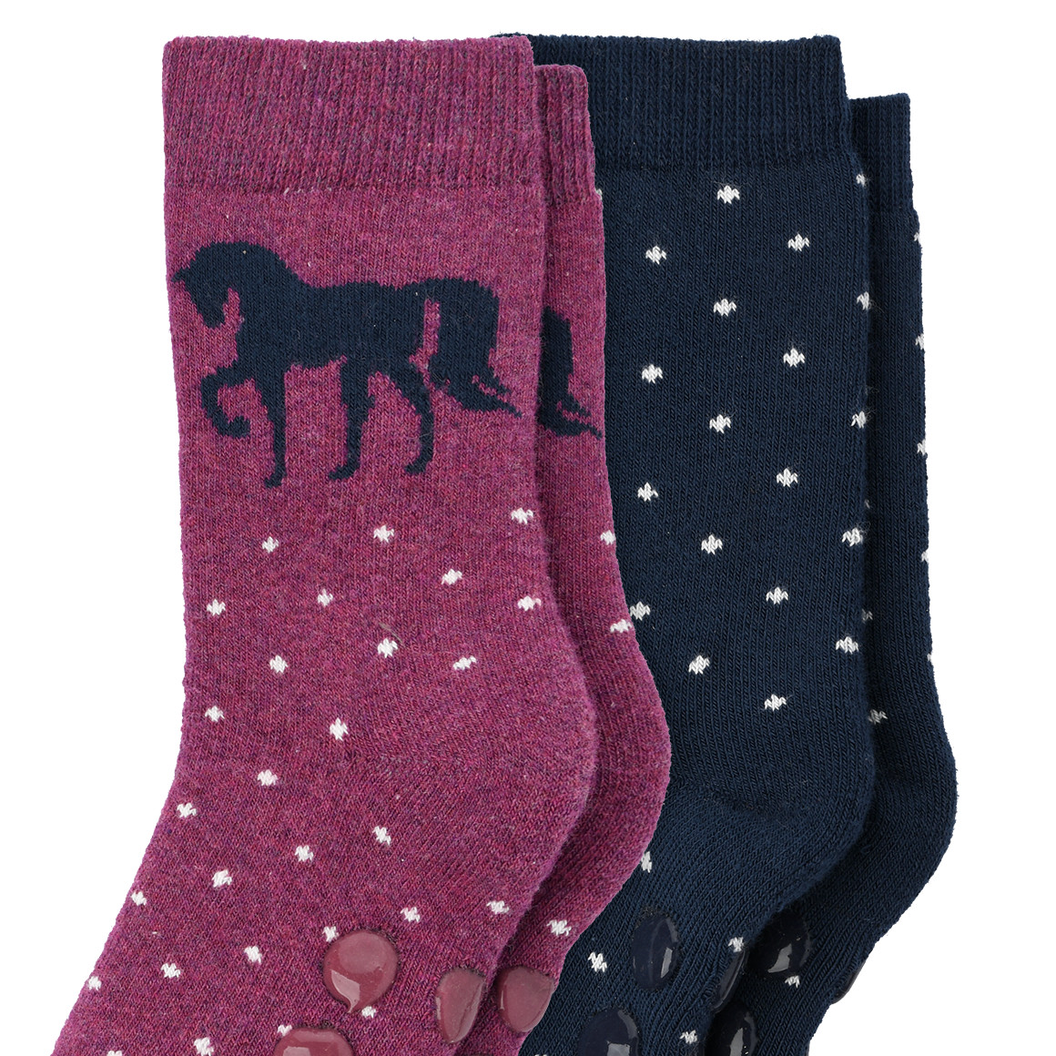 Topolino 2 Paar Mädchen Stoppersocken mit Frottee beere / dunkelblau
