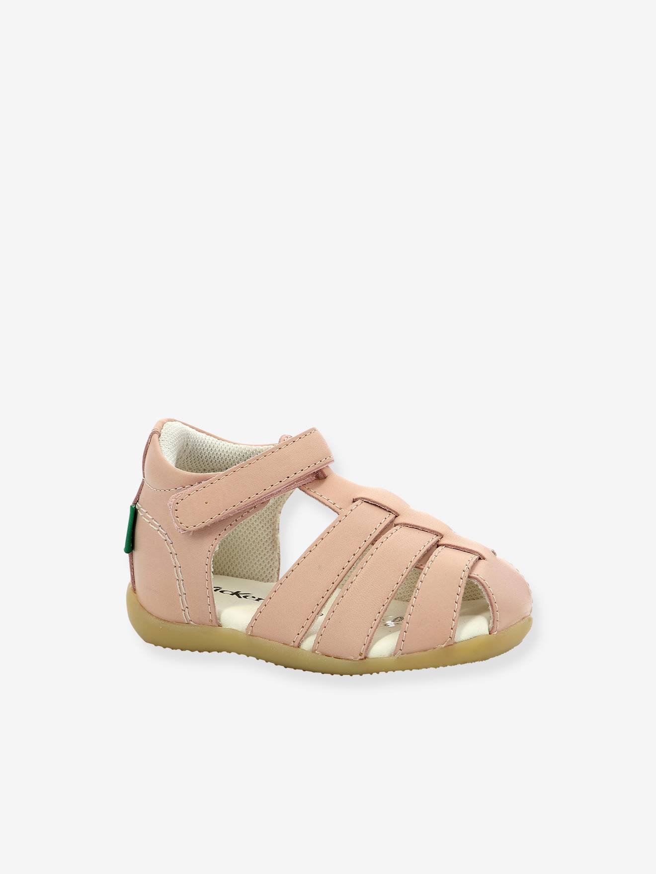 Sandálias de couro infantil KICKERS® Bigflo-2 Iconique Biboo, brancas