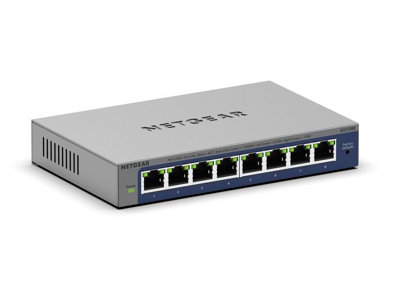 Netgear Switch GS108E 8 Port Netgear 8-Port Gigabit Plus Switch