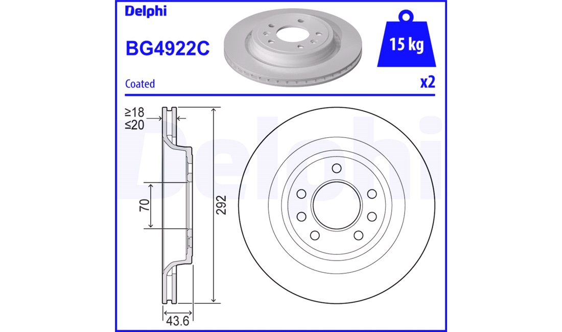 292 x 20 mm