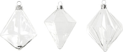 Glaskugler - H 9,6+9,8+10,5 CM - Ø 7+7,9+8 CM - Transparent - 3 Stk