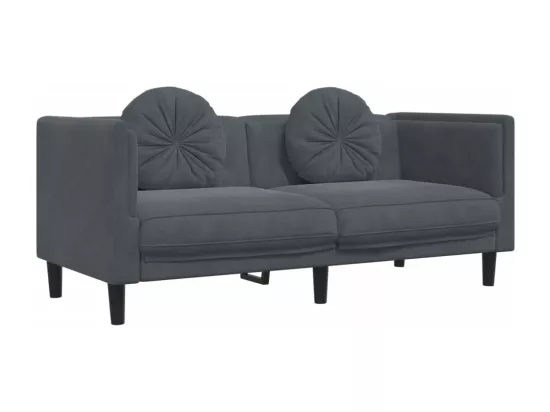 Ensemble de canapés 2 pièces avec coussins gris foncé velours