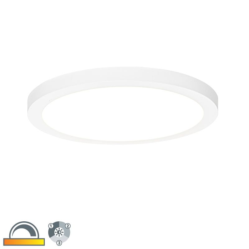 In- of opbouwspot wit 30 cm incl. LED 3 staps dim to warm met dipswitch - Trans
