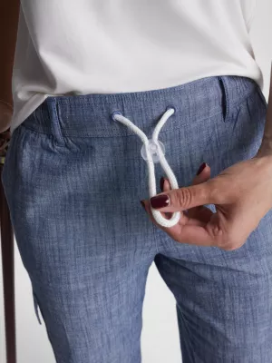 Calça Jogger Cargo Chino Adaptável em Chambray