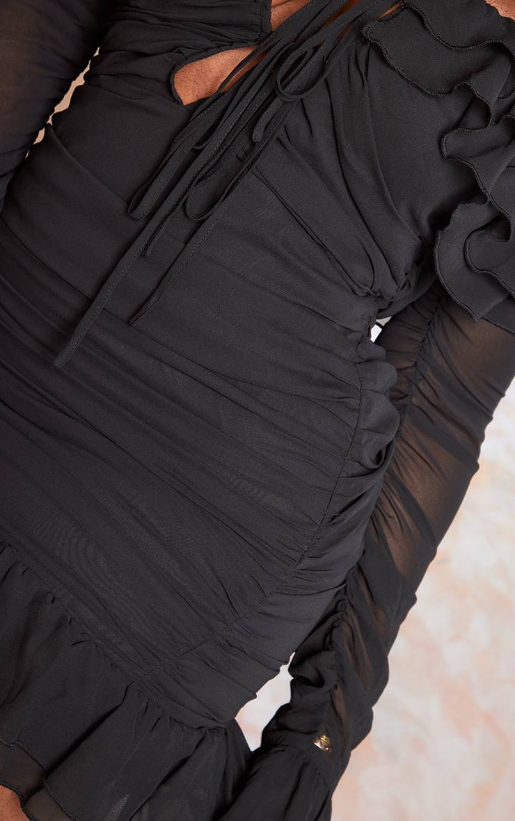 Noir Robe Droite Bardot Grande Taille À Détail Volant
