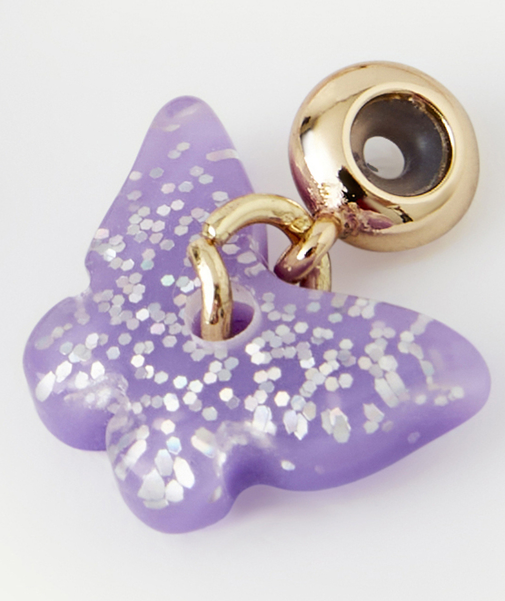 BRACELET JONC COULEUR DORÉE FILLE AVEC BRELOQUES FLEUR COEUR ET PAPILLON