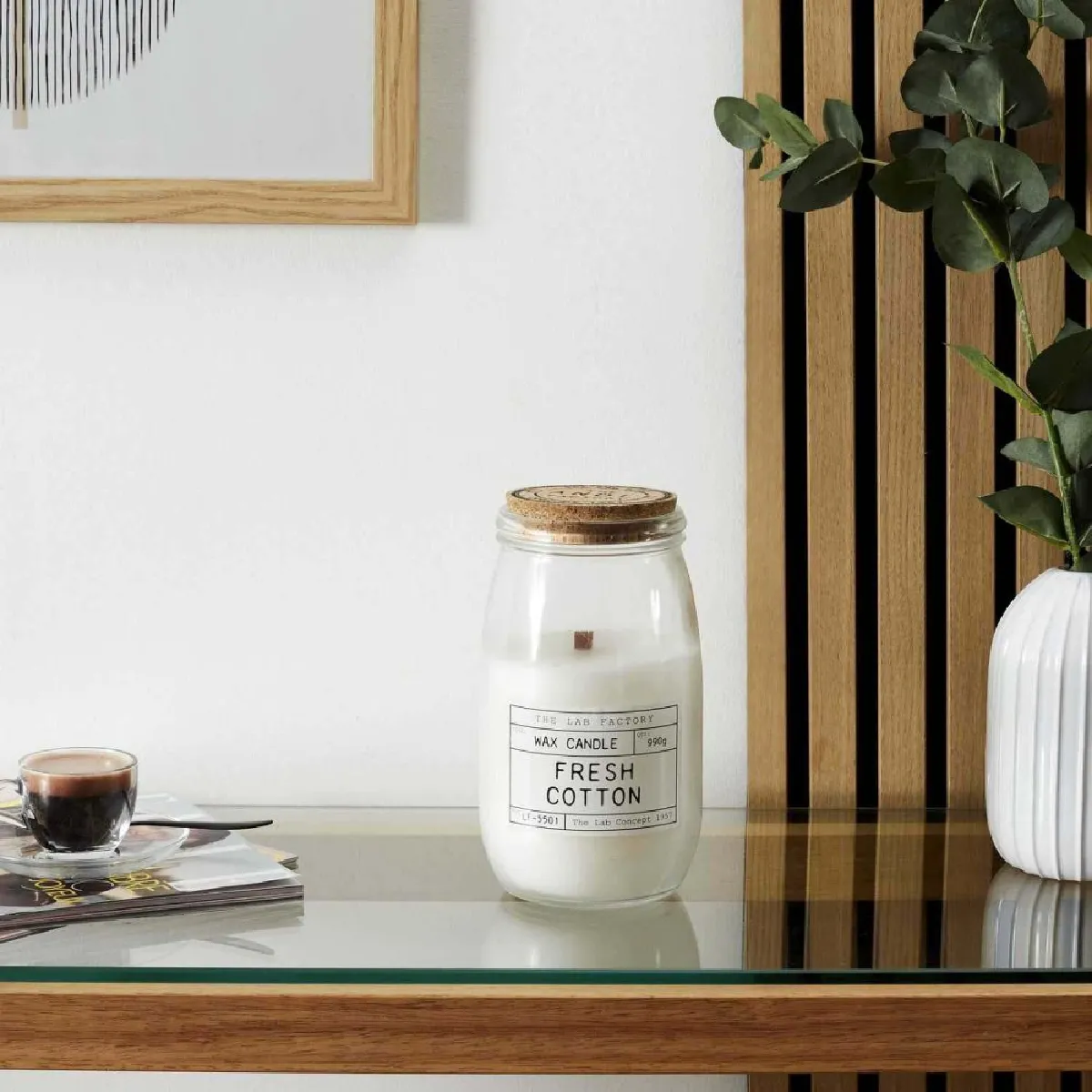 The Home Deco Factory The Home Deco Bougie parfumée mèche en bois