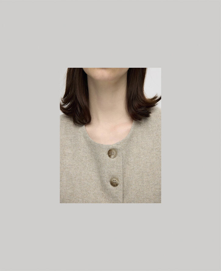 Selected Femme SLFVIVIE WOOL VEST Sandshell/herringbone
