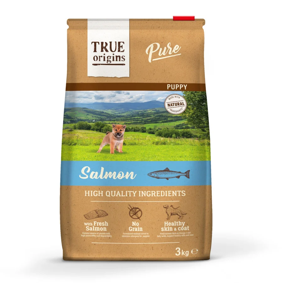 Ração para filhotes True Origins Pure Puppy sabor salmão