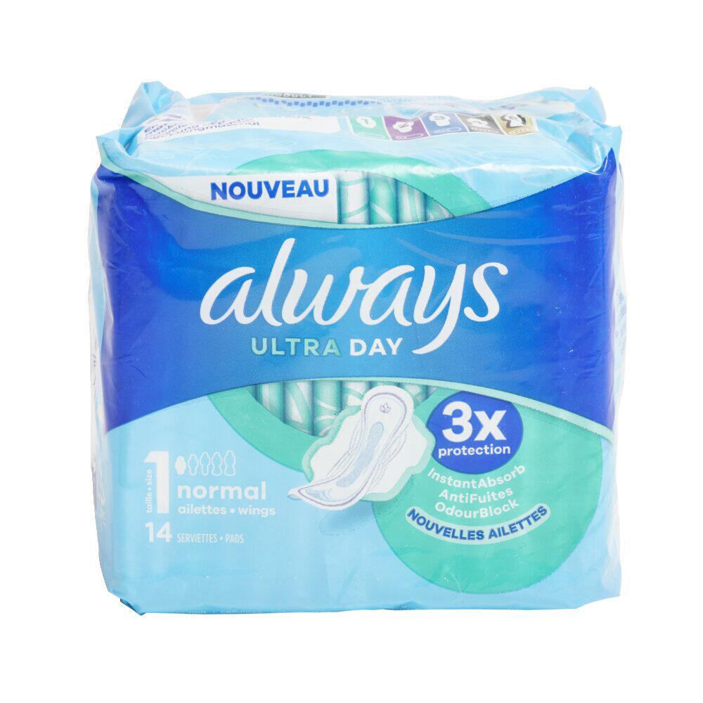 14 Serviettes Hygiéniques avec ailettes Always Ultra Normal - T1