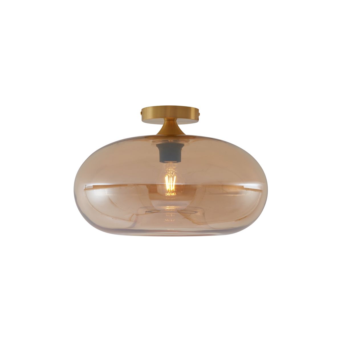 Art Deco plafondlamp messing met amber glas 40cm - Busa