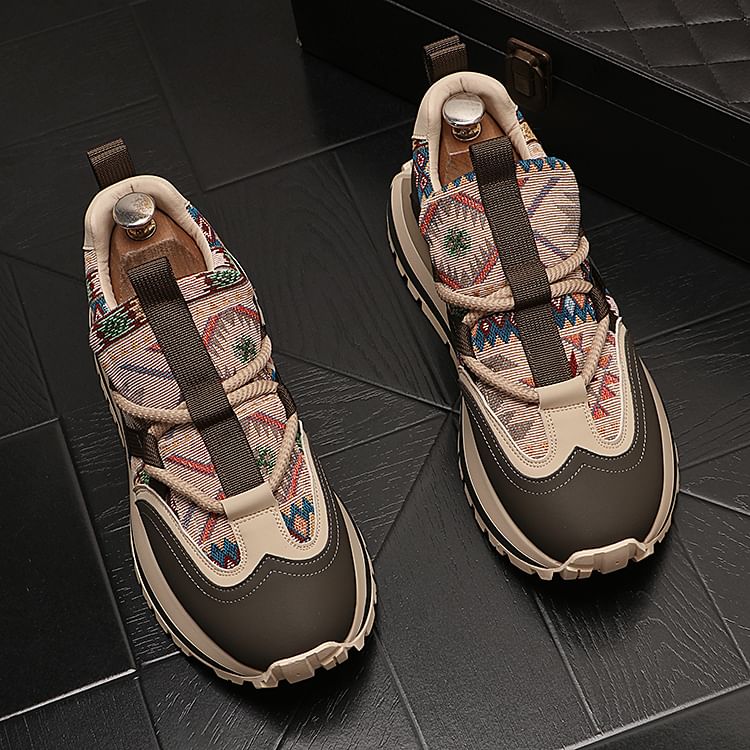 Mr Ozera - Platform veterschoenen met patroon van imitatieleer