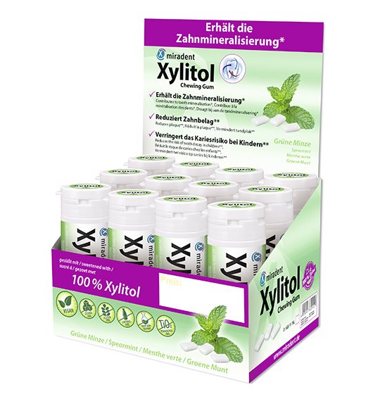 MIRADENT Xylitol Kaugummi Spearmint 30 Stk