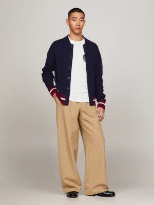 Cardigã Bomber Universitário Oversized com Monograma TH