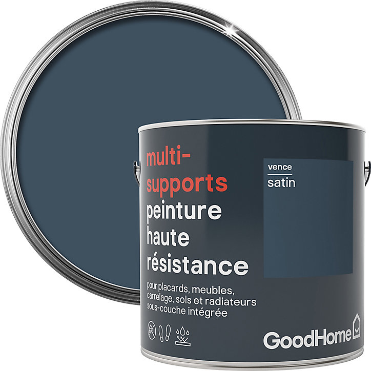 Peinture haute résistance multi-supports GoodHome bleu Vence satin 2L