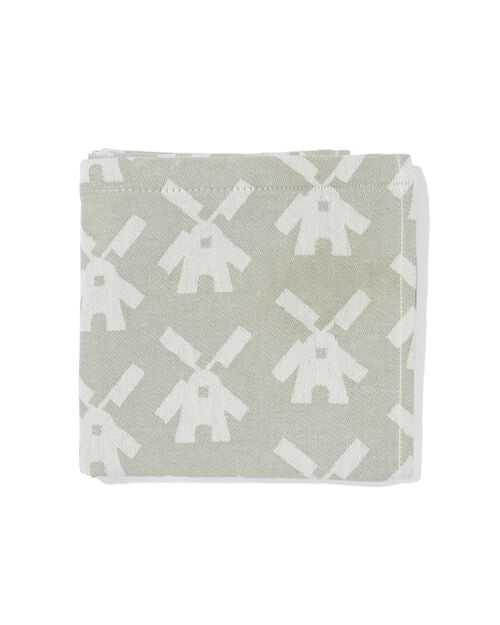 torchon 65x65 coton gris-vert moulins