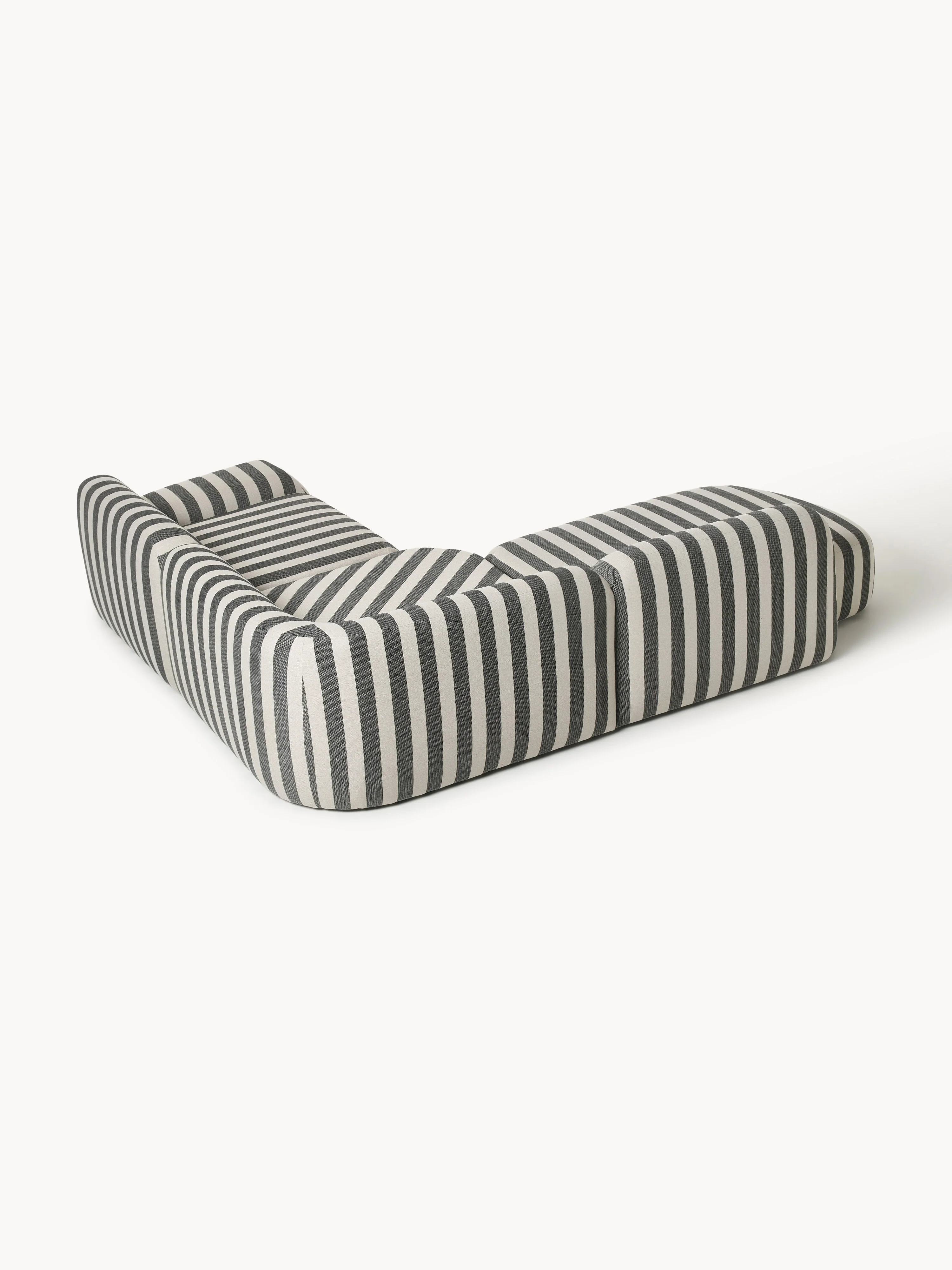 Gestreepte modulaire hoekbank Wolke (4-zits) met chaise longue