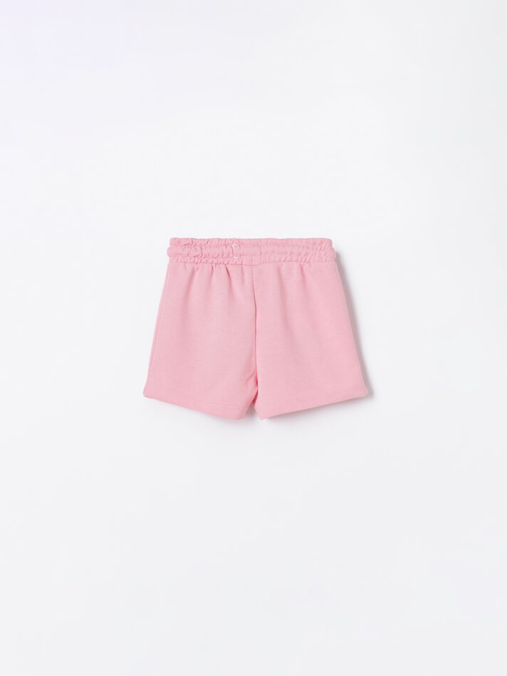 Conjunto de 2 shorts de fleece lisos e básicos - Rosa Fluorescente