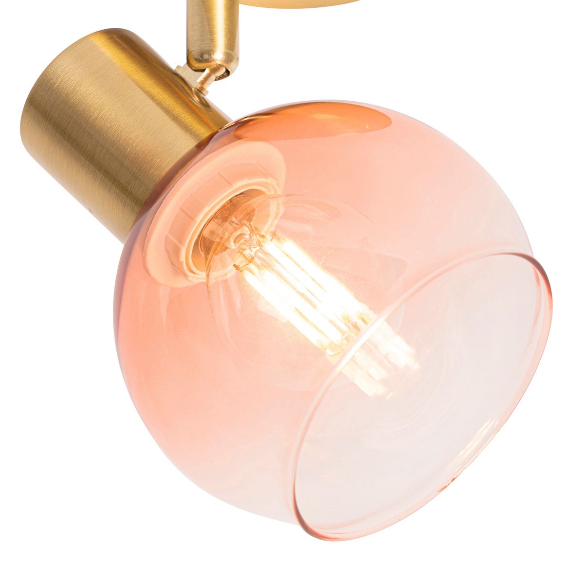 Art Deco spot goud met roze glas - Vidro