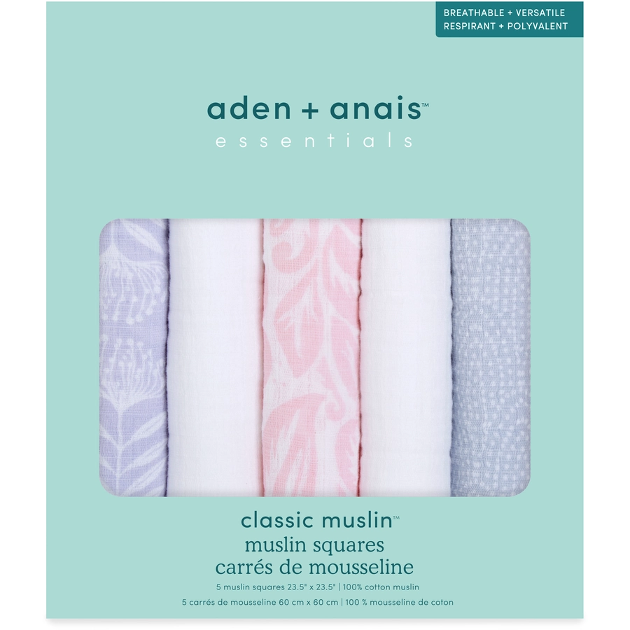 aden + anais™ essentials Baumwoll-Musselin-Spucktücher 5er-Pack damsel 60 x 60 cm