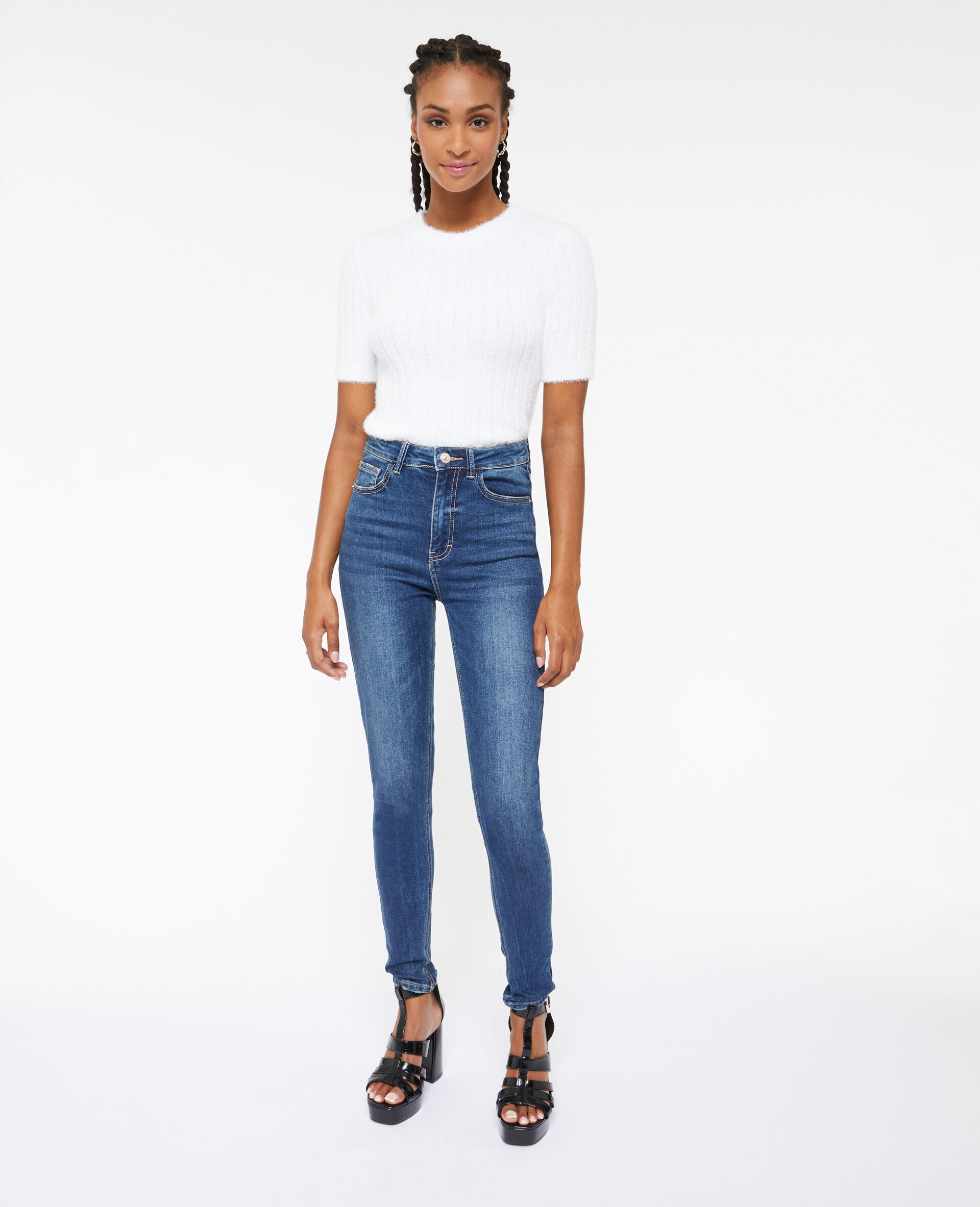 Jean skinny taille haute - Bleu marine