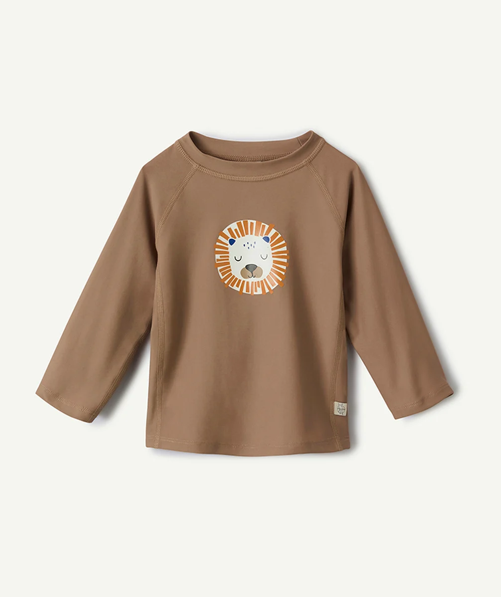 LASSIGT-SHIRT MANCHES LONGUES MIXTE ANTI-UV MARRON AVEC MOTIF LION