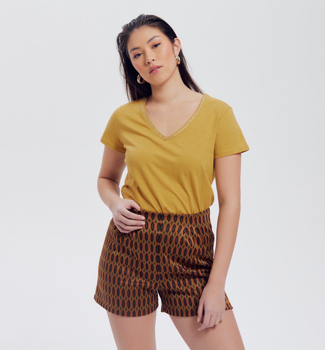 T-shirt col V Femme - TILLEUL CLAIR