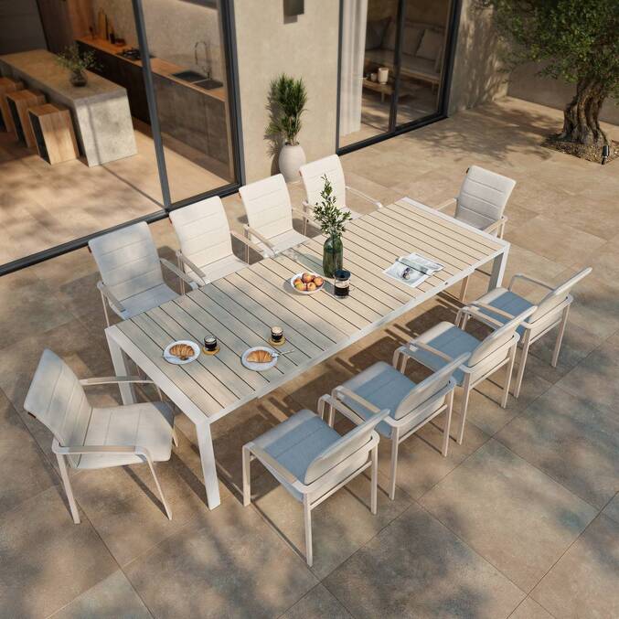 Fauteuil de jardin empilable DIESE Ivoire & Argile