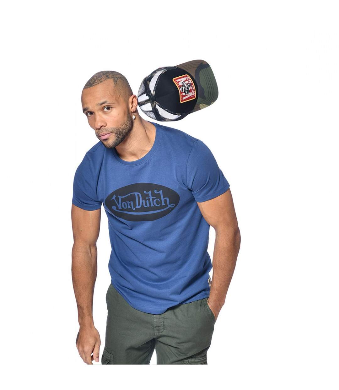 T-shirt Von Dutch col rond homme en coton Front