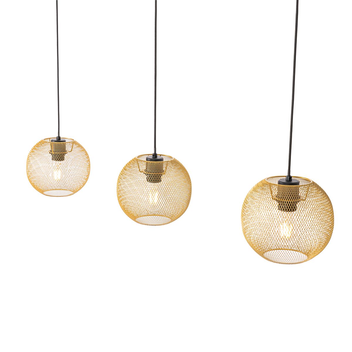 Industriële hanglamp goud 3-lichts - Flor