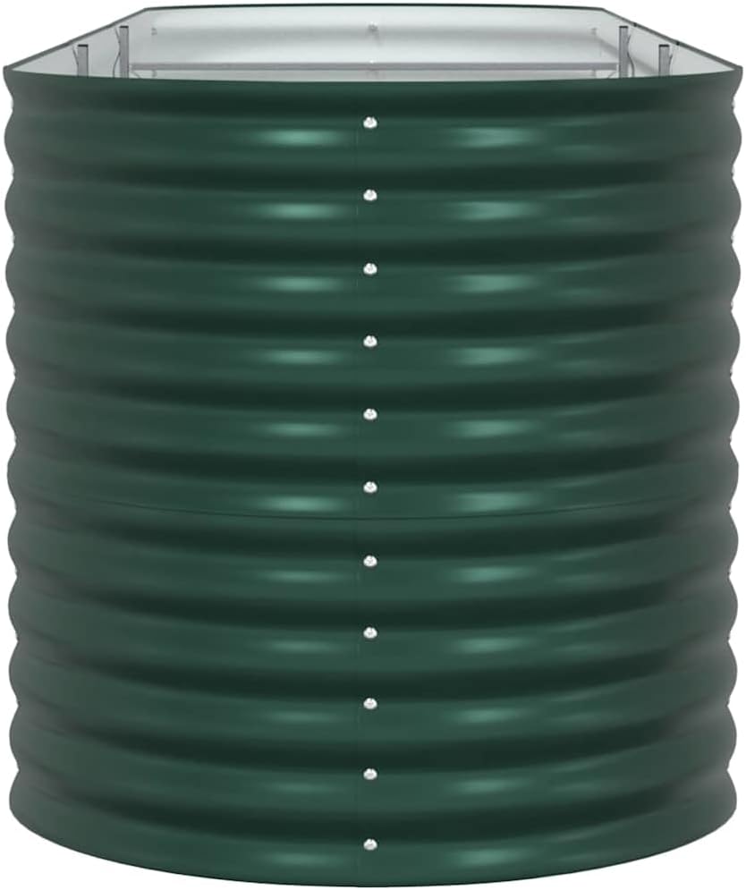 vidaXL Garten-Hochbeet Grün 320 x 80 x 81 cm Stahl, Stylischer Stahlblumenkübel, modernes Garten-Deko, minimalistische Hochbeet, robuster Outdoor-Gartenartikel für Terrassen