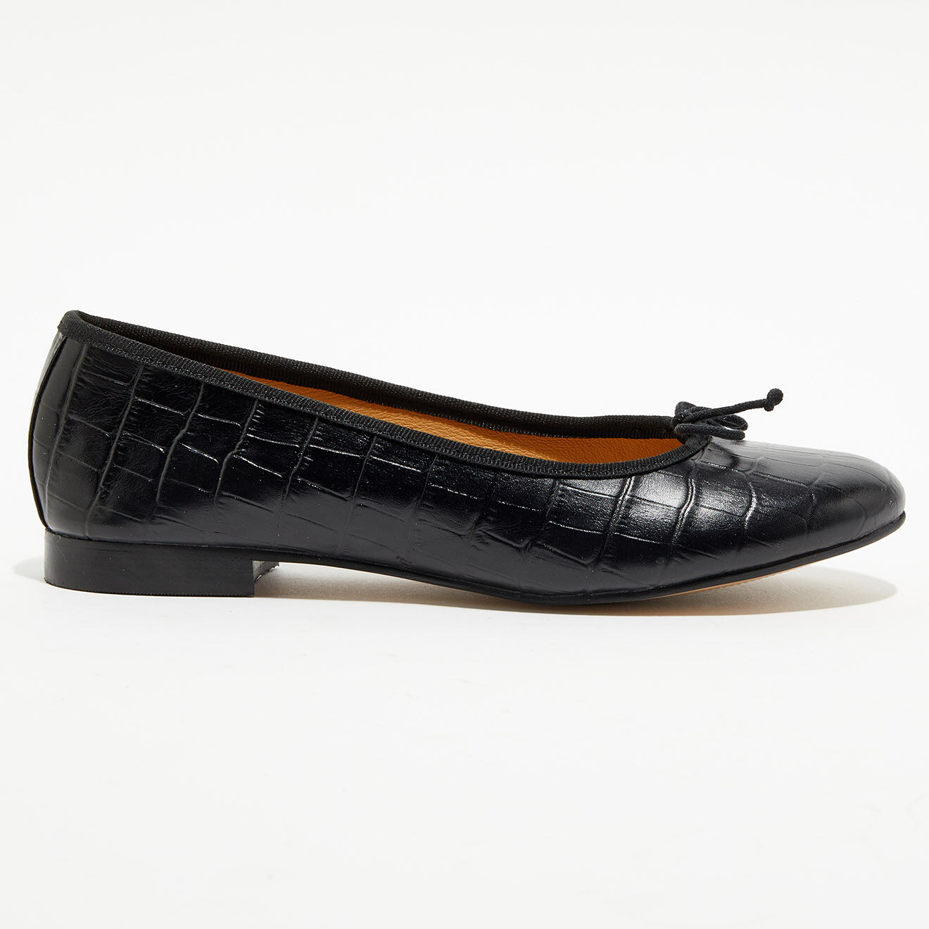 Quartier Latin Ballerines en Cuir Jeanne façon croco noires