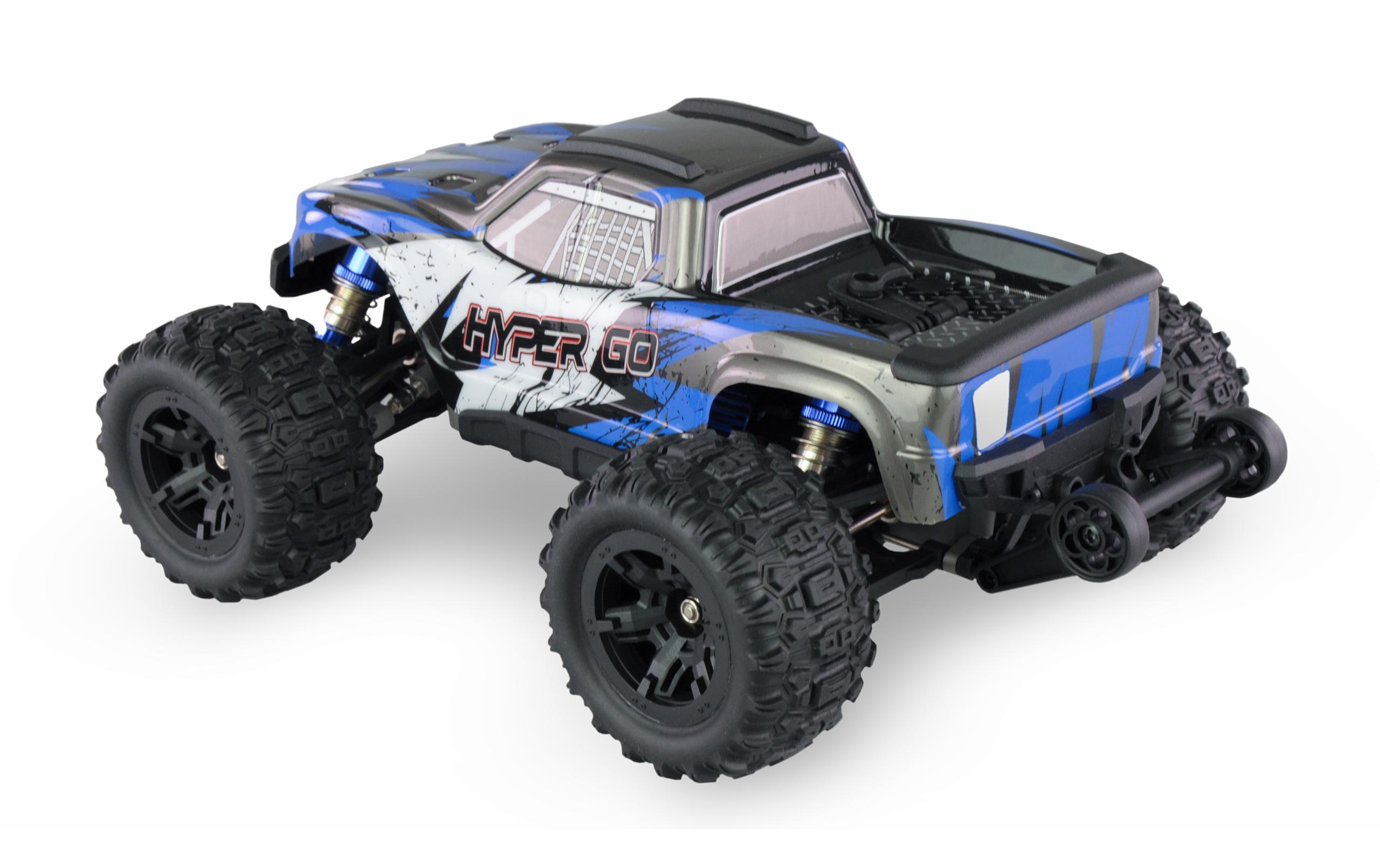 Monster Truck Hyper GO Brushed 4WD GPS, Blau 1:16, RTR<br>Off-Road RC Modellauto mit Allradantrieb und 40 km/h Höchstgeschwindigkeit