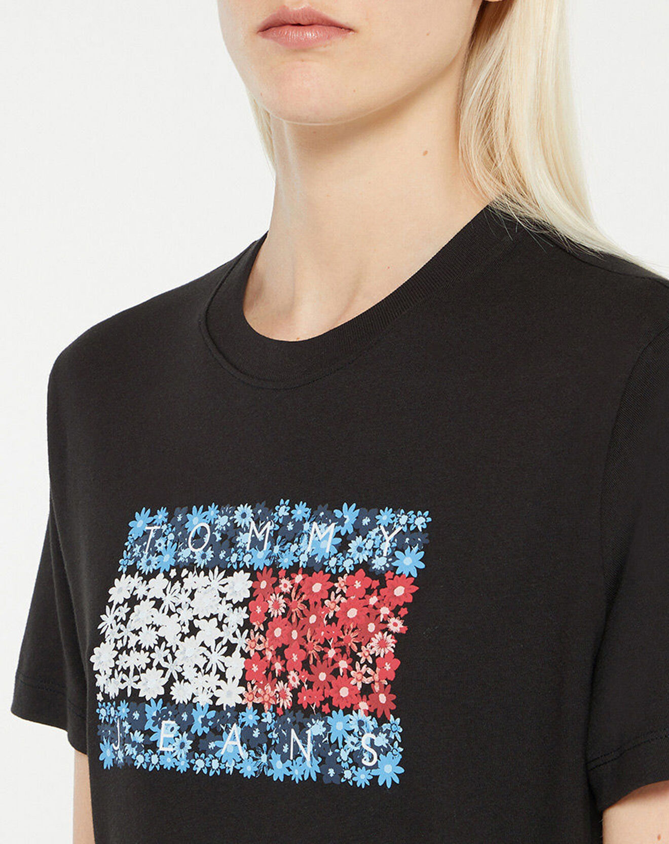 Tommy Jeans T-Shirt 100% Coton Bio Relaxed Flag noir