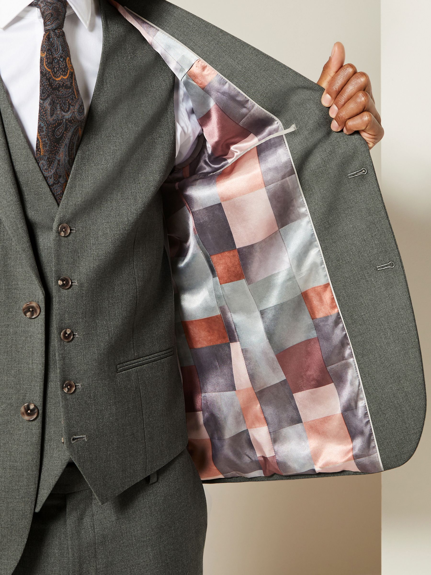 Gemêleerd groen - Slim Fit - Meegevend stretchkostuumjasje
