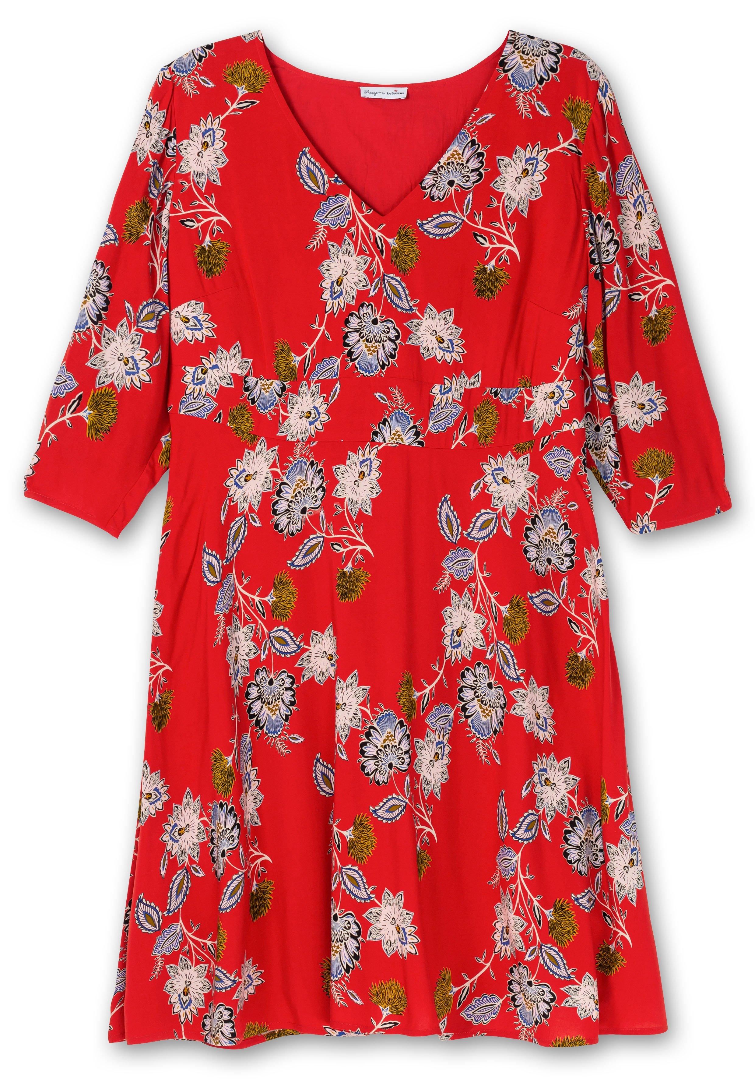 Kleid mit Blumenprint und Taillenband vorn