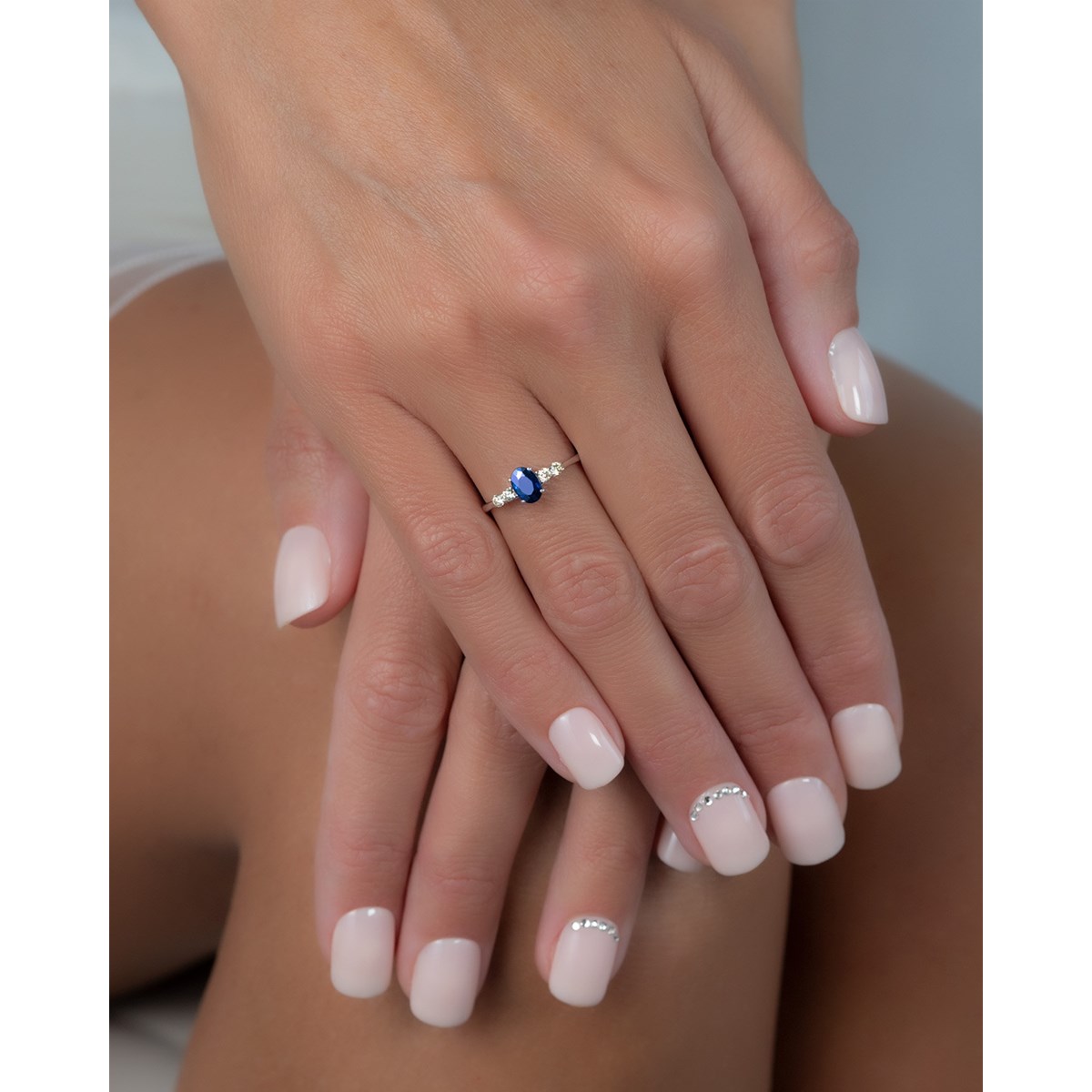 Bague ADEN Or 585 Blanc Saphir et diamants 1.6grs