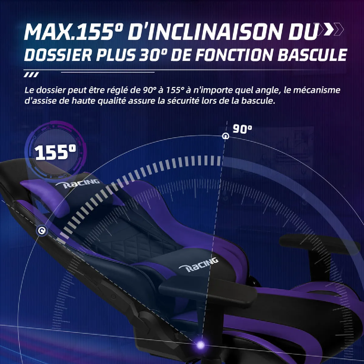 Lexzurn Gaming Chair - Noir