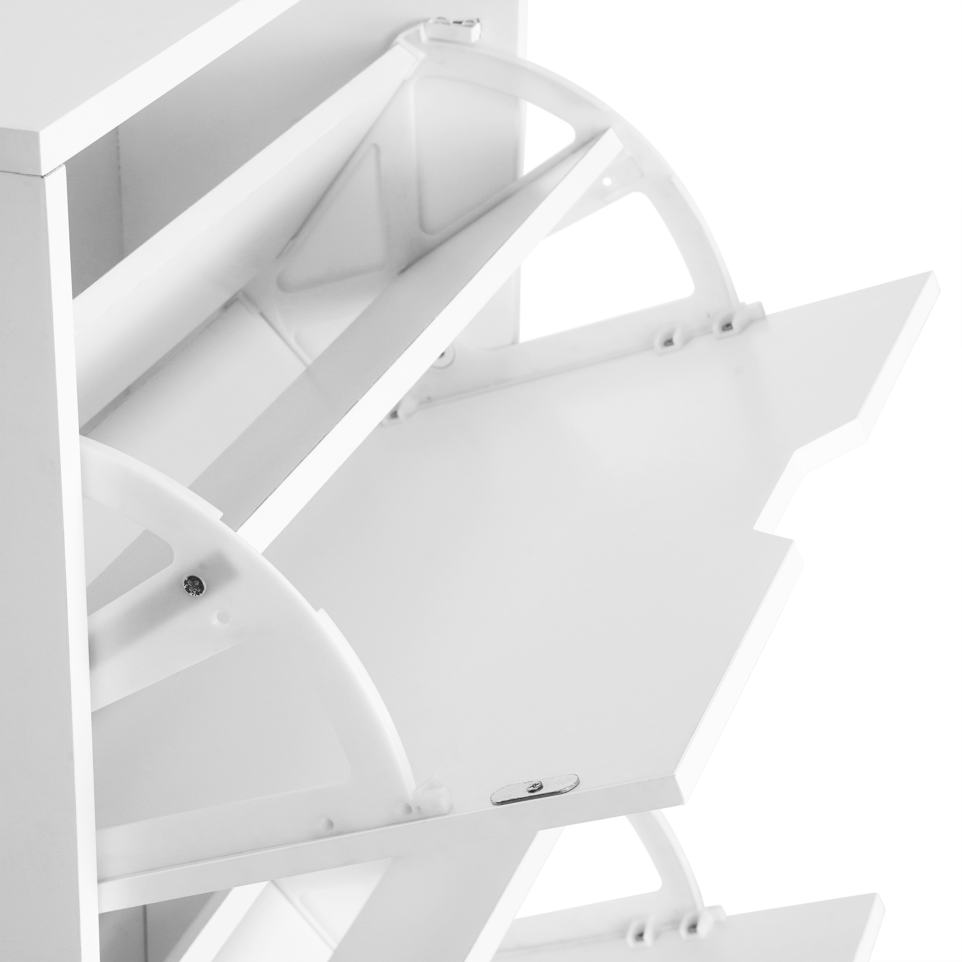 Schuhschrank - weiß - 3 Klappen - 117 cm hoch