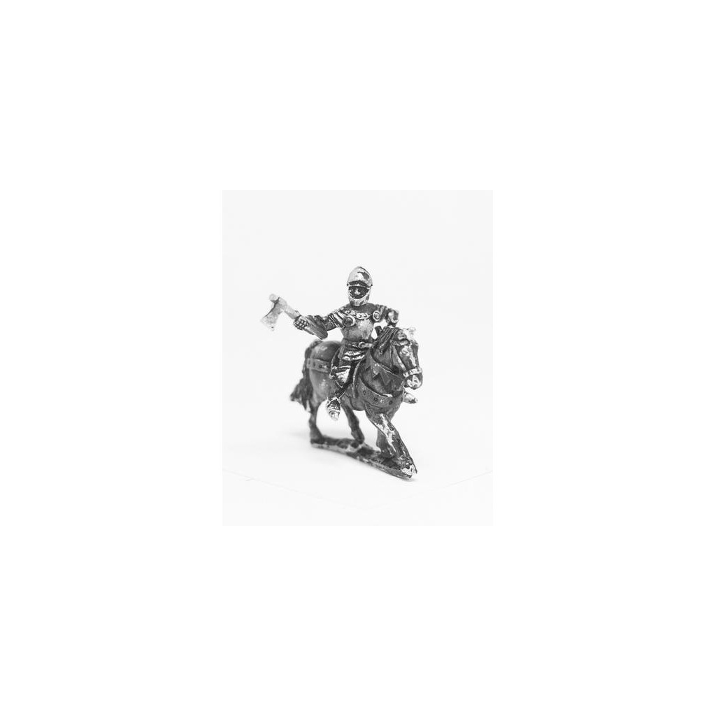 Late Medieval: Knights, 1400-1430AD in Full Plate & Great Helm with Mace, Axe or Sword on Unarmoured Horse