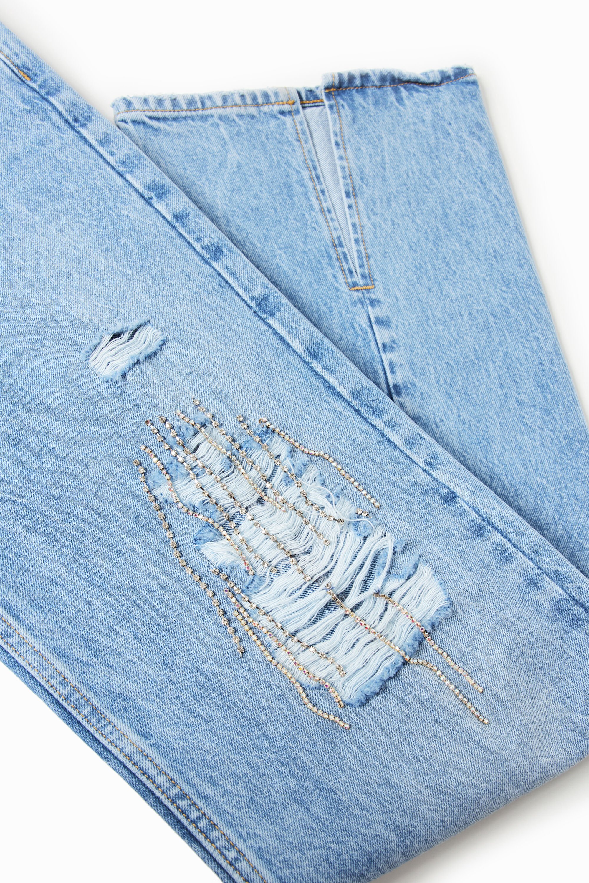 Jean wide leg strass